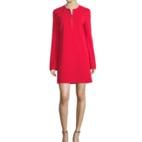 TIBI Long-Sleeve Structured RedCrepe Zip Dress from Bergdorf Goodman NWOT… - Picture 1 of 7